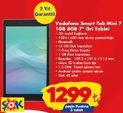 VODAFONE SMART TAB MİNİ 7 1GB 8GB 7 GRİ TABLET